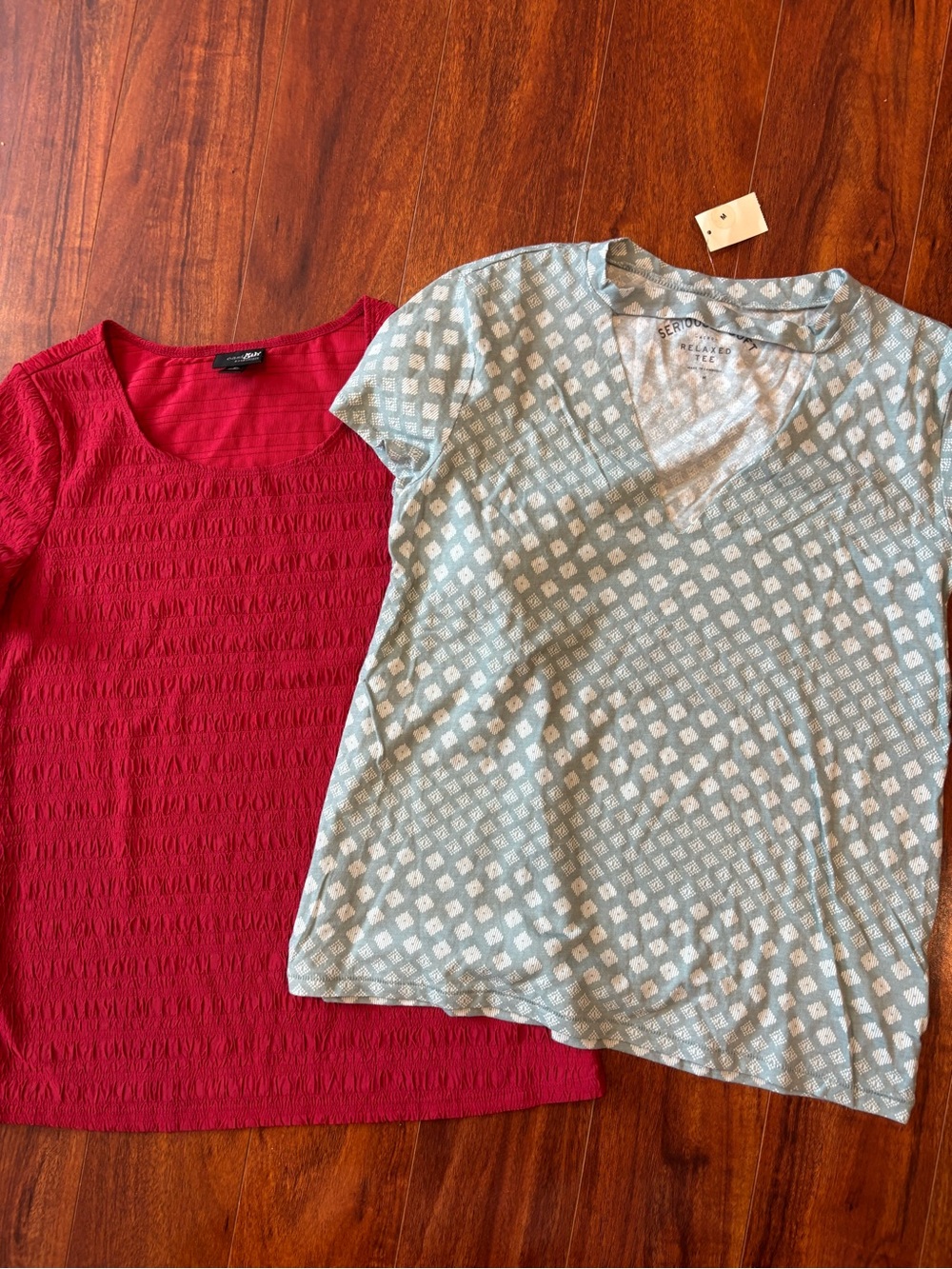 East 5th Red Scoop Neck Textured Top